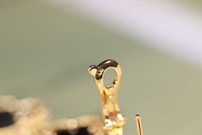 [Star Jewelry]CLOVER EARRINGS GOLD ONYX MOP 3 MOTIF