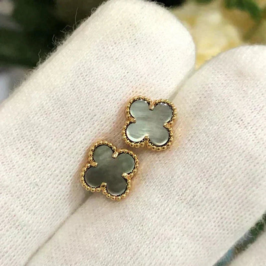 [Star Jewelry]CLOVER MINI 9.5MM GRAY MOP EARRINGS