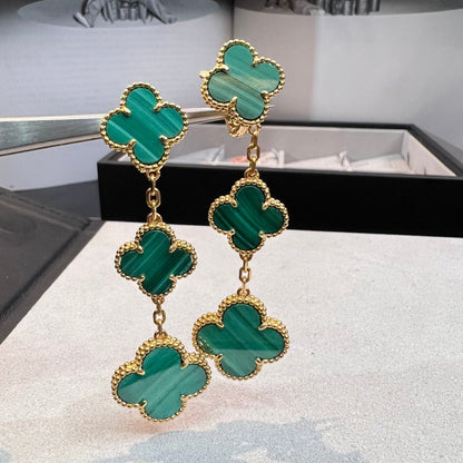 [Star Jewelry]CLOVER MALACHITE 3 MOTIFS GOLD