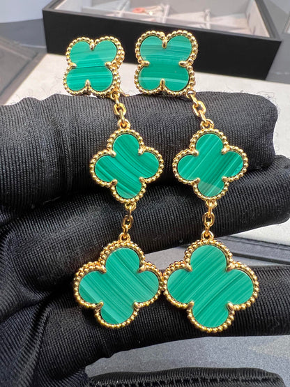 [Star Jewelry]CLOVER MALACHITE 3 MOTIFS GOLD