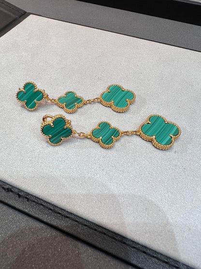 [Star Jewelry]CLOVER MALACHITE 3 MOTIFS GOLD