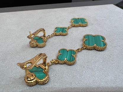 [Star Jewelry]CLOVER MALACHITE 3 MOTIFS GOLD