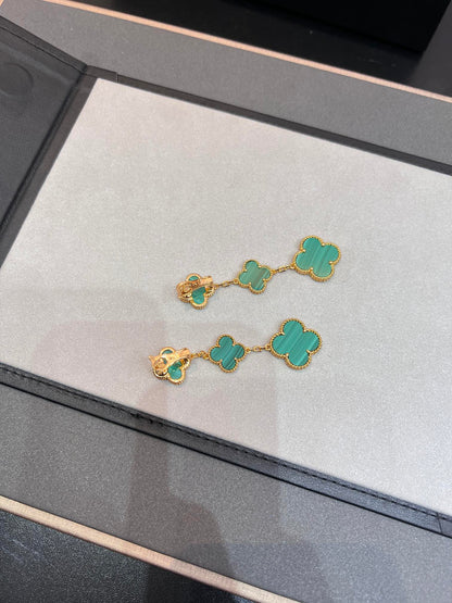 [Star Jewelry]CLOVER MALACHITE 3 MOTIFS GOLD
