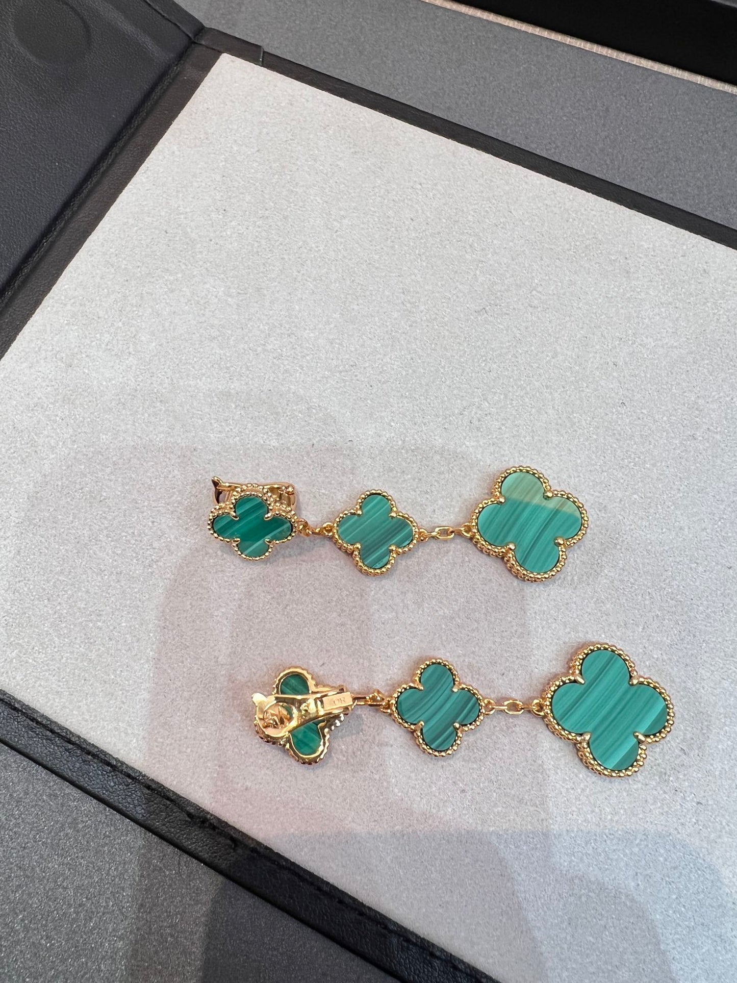 [Star Jewelry]CLOVER MALACHITE 3 MOTIFS GOLD