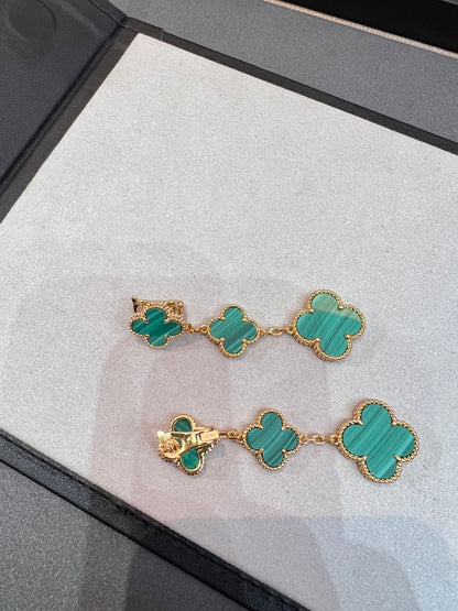 [Star Jewelry]CLOVER MALACHITE 3 MOTIFS GOLD