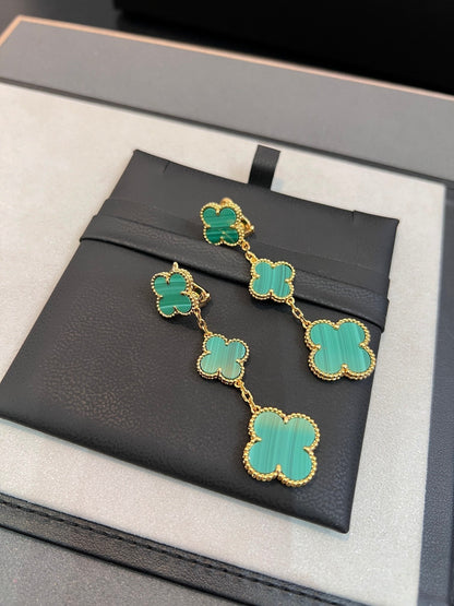 [Star Jewelry]CLOVER MALACHITE 3 MOTIFS GOLD