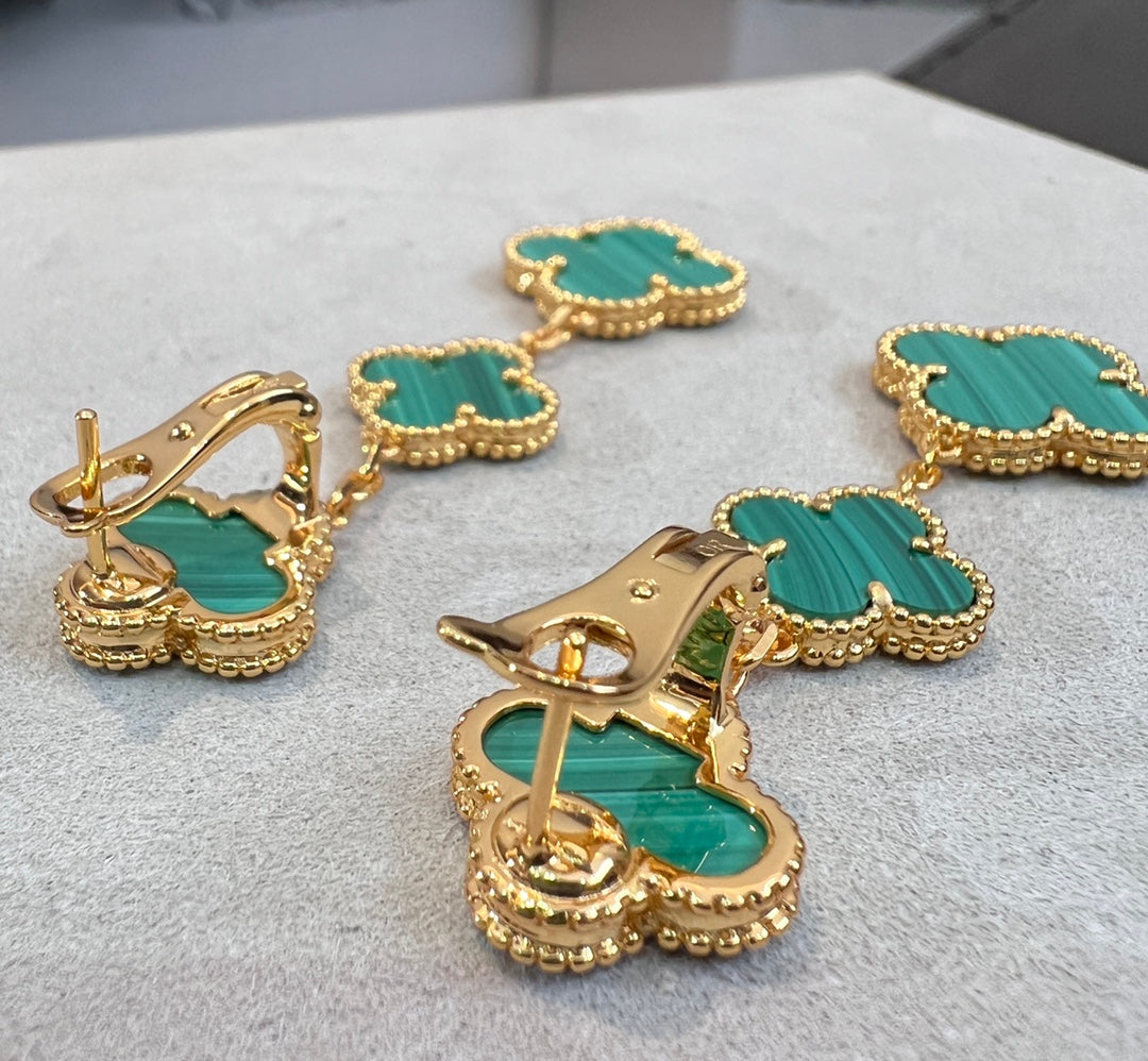 [Star Jewelry]CLOVER MALACHITE 3 MOTIFS GOLD