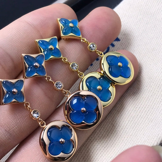 [Star Jewelry]STAR AND SUN AGATE DIAMOND EARRINGS