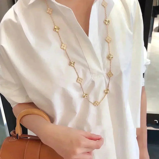 [Star Jewelry]CLOVER 20 MOTIFS LASER DIAMOND NECKLACE