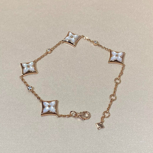 [Star Jewelry]STAR 4 MOTIF MOP DIAMOND PINK GOLD BRACELET