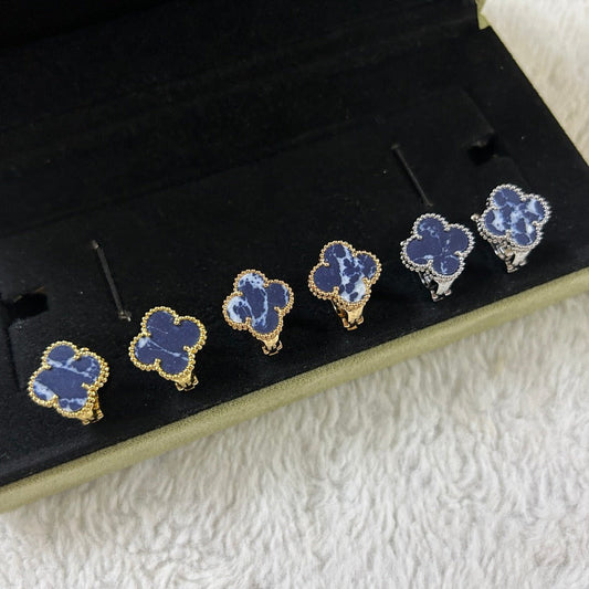 [Star Jewelry]CLOVER PIETERSITE MEDIUM STUD EARRINGS