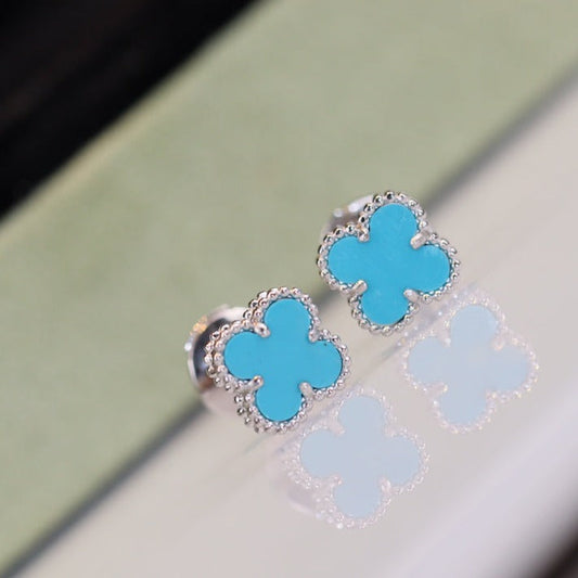 [Star Jewelry]CLOVER MINI TURQUOISE SILVER STUD EARRINGS