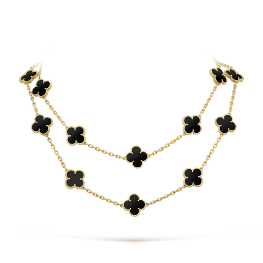 [Star Jewelry]CLOVER 20 MOTIFS ONYX NECKLACE