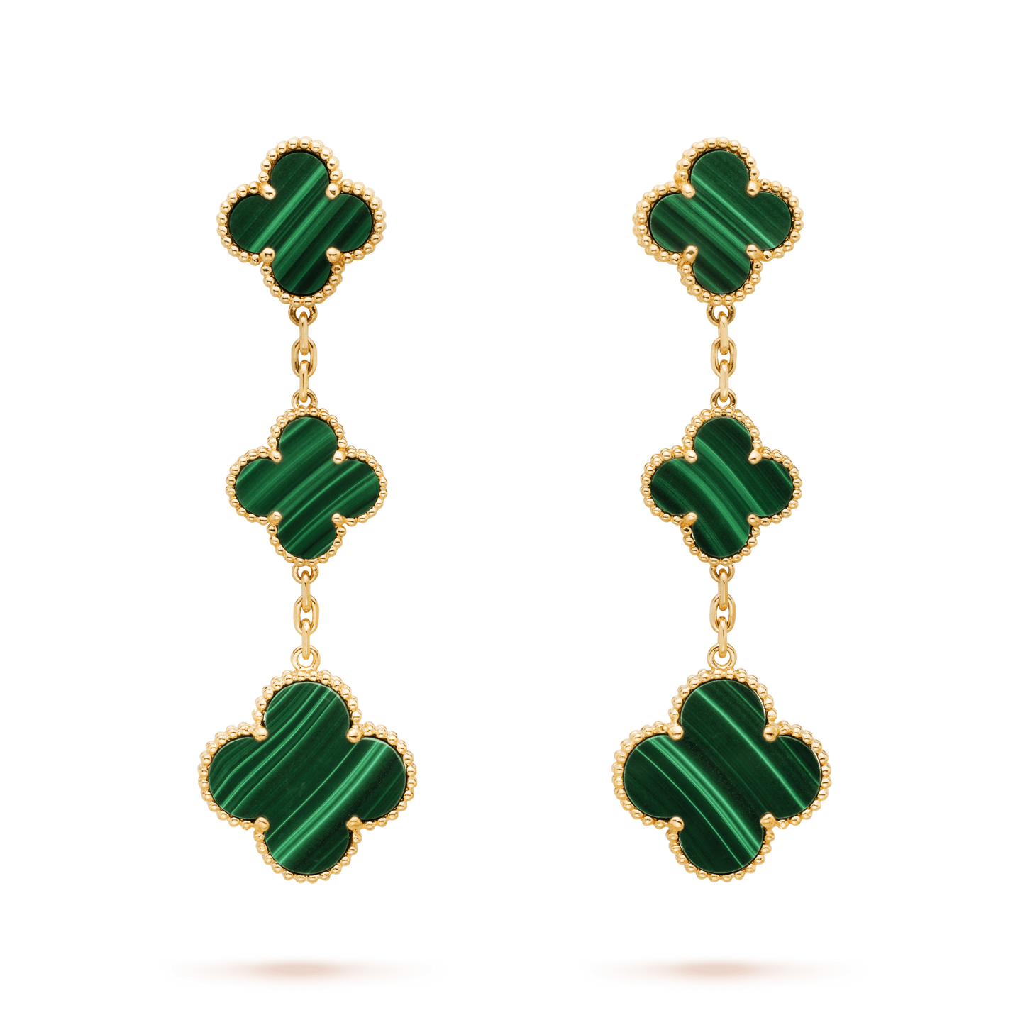 [Star Jewelry]CLOVER MALACHITE 3 MOTIFS GOLD