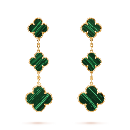 [Star Jewelry]CLOVER MALACHITE 3 MOTIFS GOLD