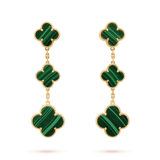 [Star Jewelry]CLOVER MALACHITE 3 MOTIFS GOLD