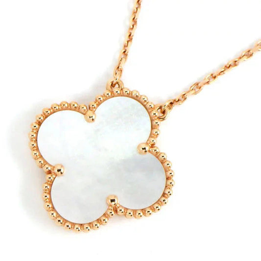 [✨Stars💎]CLOVER 15MM WHITE MOTHER-OF-PEARL GOLD NECKLACE