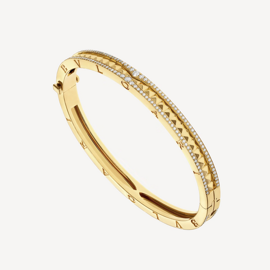 [Star Jewelry]ZERO 1 SPIRAL AND PAVED DIAMOND GOLD BRACELET