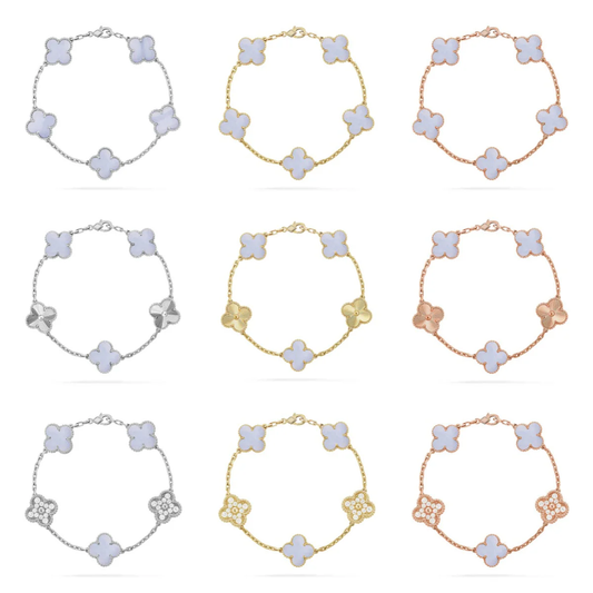 [Star Jewelry] CLOVER 5 MOTIF PURPLE CHALCEDONY BRACELET COLLECTION