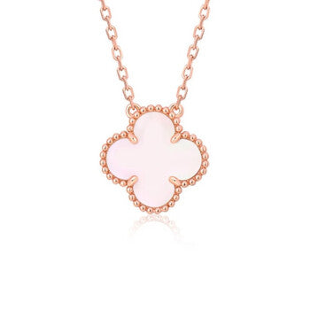 [Star Jewelry]CLOVER 15MM PINK MOTHER-OF-PEARL SINGLE FLOWER NECKLACE