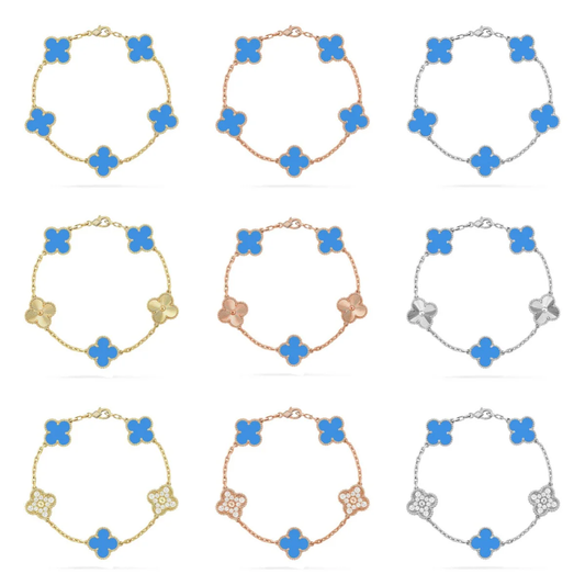 [Star Jewelry] CLOVER 5 MOTIF BLUE AGATE BRACELET COLLECTION