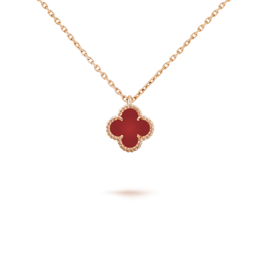[Star Jewelry]CLOVER MINI 9.5MM WHITE CARNELIANS NECKLACE