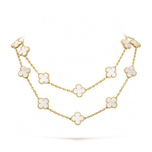 [Star Jewelry]CLOVER 20 MOTIFS WHITE MOP NECKLACE