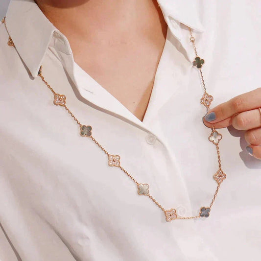[Star Jewelry]CLOVER 20 MOTIFS DARK MOP DIAMOND  NECKLACE