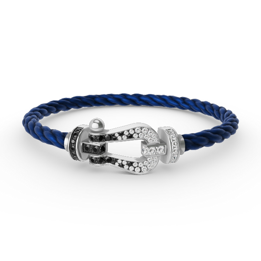 [Star Jewelry]FORCE LARGE HORSESHOE BLACK WHITE DIAMOND BRACELET SILVER