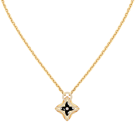 [Star Jewelry]STAR PEDANT PINK GOLD DIAMOND NECKLACE