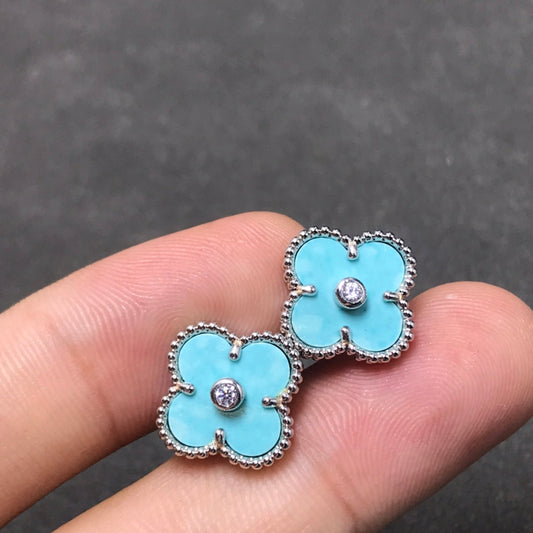 [Star Jewelry]CLOVER 1 DIAMOND BLUE SKY SILVER EARRINGS